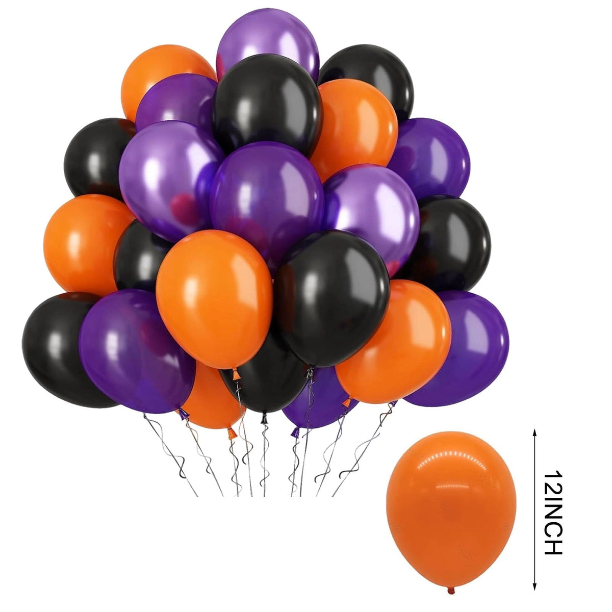 12 Inch Latex Balloons 30Pcs Halloween Party Decorations, Black Orange Confetti Balloons Set for Birthday Party Supplies