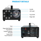 Yexmas 600W Fog Machine with Disco Ball & 8 RGB LED Lights – 2000CFM and Remote Control for Parties, Weddings, Halloween