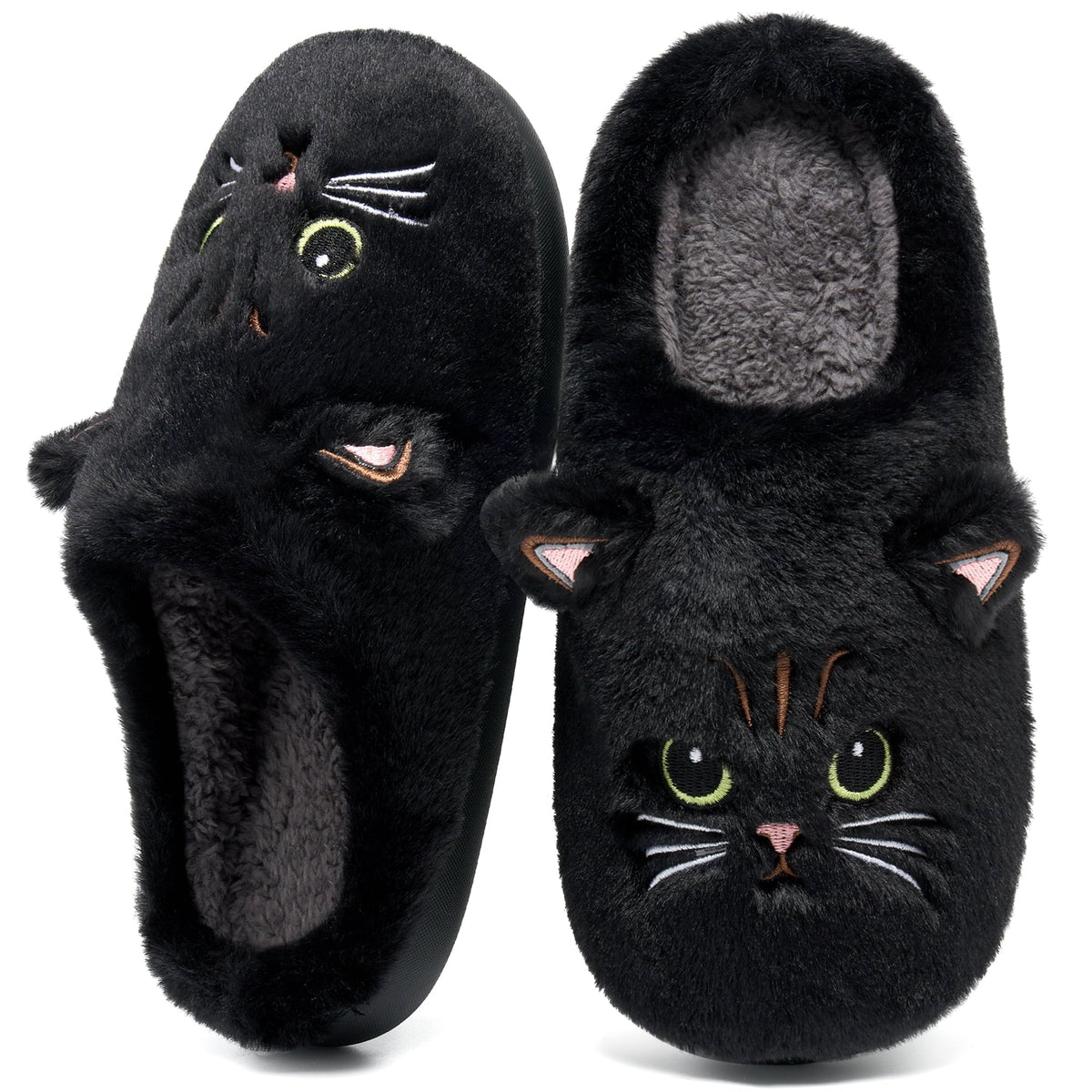 Ecetana Women's Cute Fuzzy Slippers Comfort Faux Fur Memory Foam Non-Slip House Slippers for Women