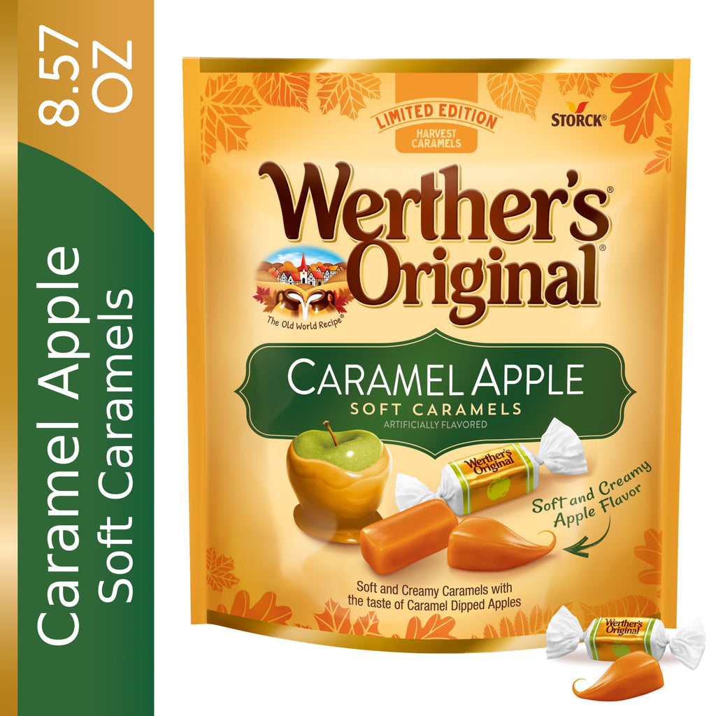 Werther's Original Limited Edition Fall Harvest Caramel Apple Soft Caramels, 8.57 oz Bag