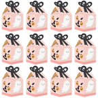 Big Dot of Happiness Pastel Halloween - Square Favor Gift Boxes - Pink Pumpkin Party Bow Boxes - Set of 12