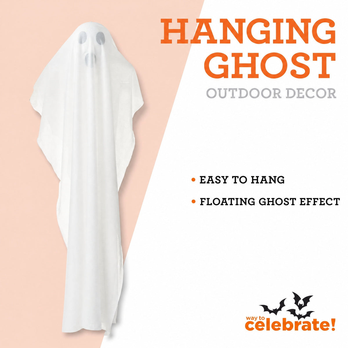 Hanging Ghost Decoration, White, 32", Halloween by Way To Celebrate