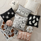 My Texas House Halloween Raven Toile Decorative Pillow, Ivory and Black, 20" x 20"