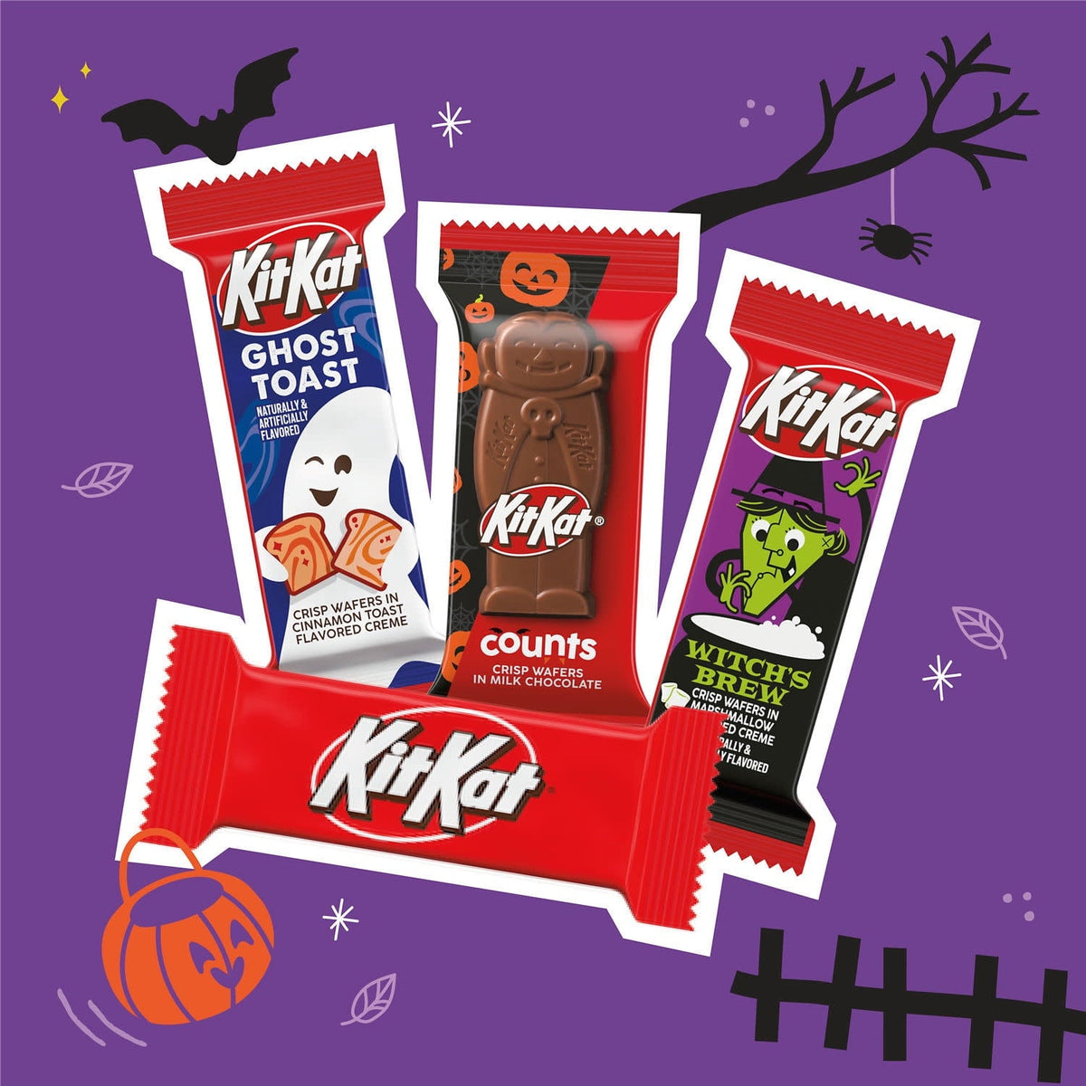 Kit Kat Assorted Flavored Wafer Snack Size, Halloween Candy Bulk Bag, 30.2 oz (60 Pieces)