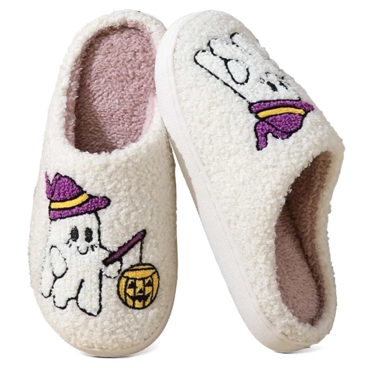 BERANMEY Halloween Slippers for Women Perfect Soft Plush Comfy Warm Slip-On Cute Womens Slippers Indoor Fluffy House Sli