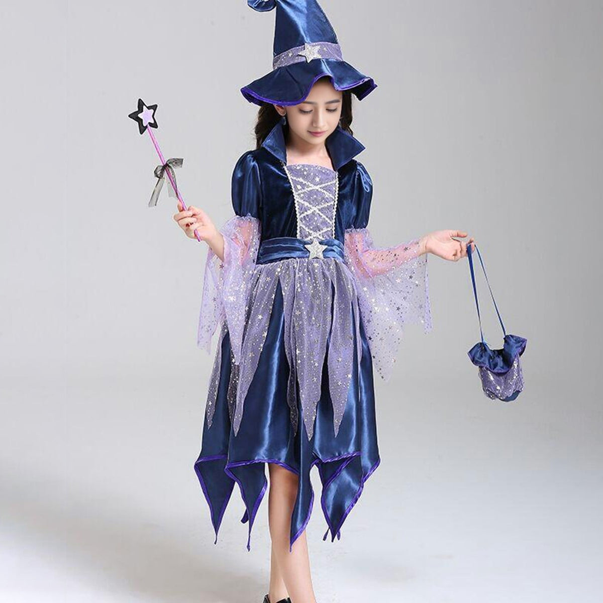 Gunia Girls Witch Tutu Dress Outfits With Hat 4 Piece Halloween Cosplay Dress Role Play For Toddler Kids Holiday Party D