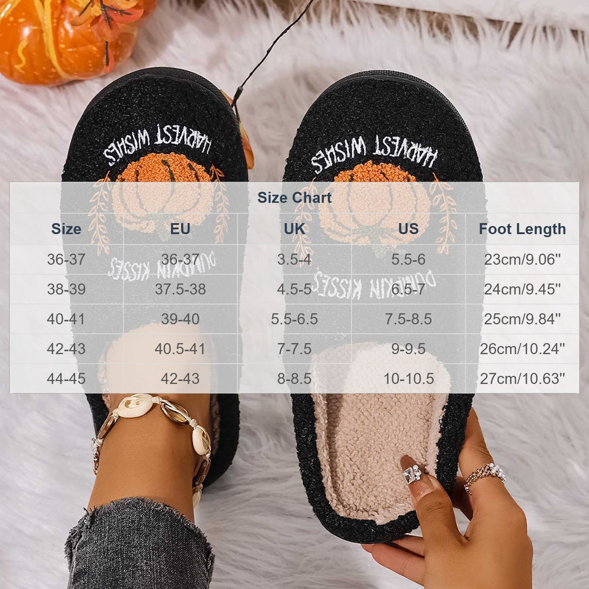 SAWOBUUN Womens Mens Halloween Pumpkin Slippers Cozy Fuzzy Closed Toe House Slippers Fall Harvest Plush Warm Indoor Slip