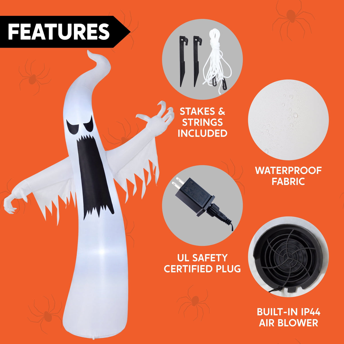 Joyfy 12ft Halloween Ghost Inflatable, Giant Ghosts inflatables with Build-in LEDs Outdoor Decorations, Blow Ups Hallowe