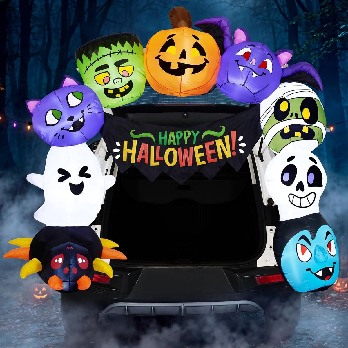 Joyfy 6 ft Halloween Inflatable Archway Decoration with Multi-Characters, Trunk or Treat Car Decorations Kit Archway wit