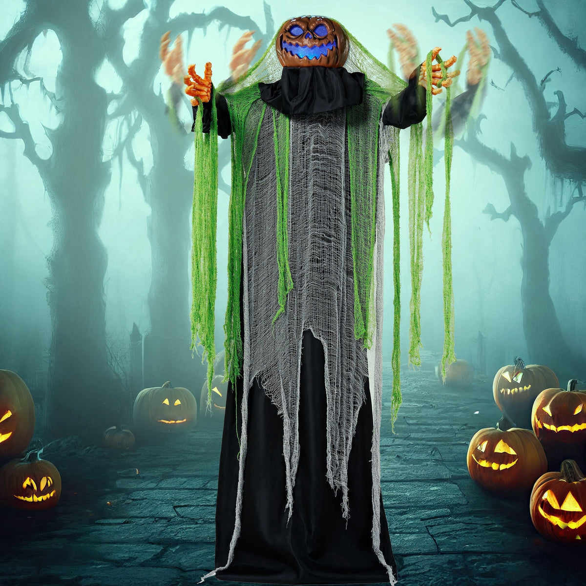 Joyfy Halloween Decorations Outdoor, Sound Activated with LED Eyes & Sound & Motion, Decor for Yard Farm Garden Indoor H