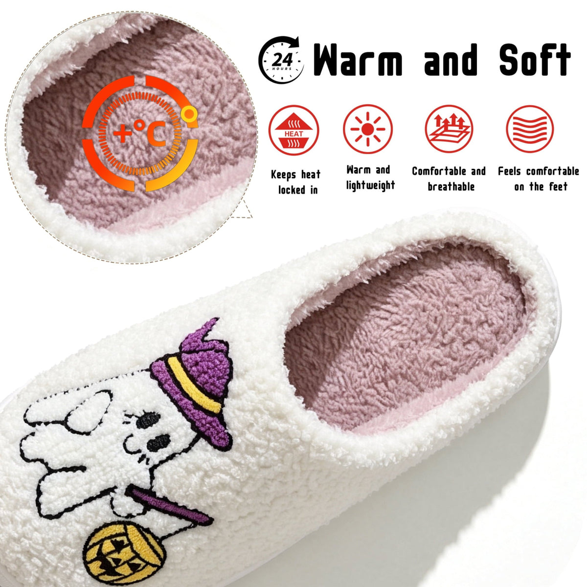 BERANMEY Halloween Slippers for Women Perfect Soft Plush Comfy Warm Slip-On Cute Womens Slippers Indoor Fluffy House Sli