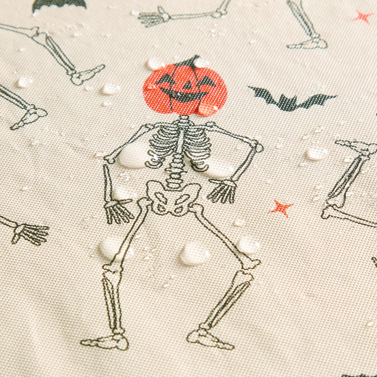 Way To Celebrate Halloween PEVA Tablecloth, For Table 60" x 84" - Skeleton Pumpkin Head Toss