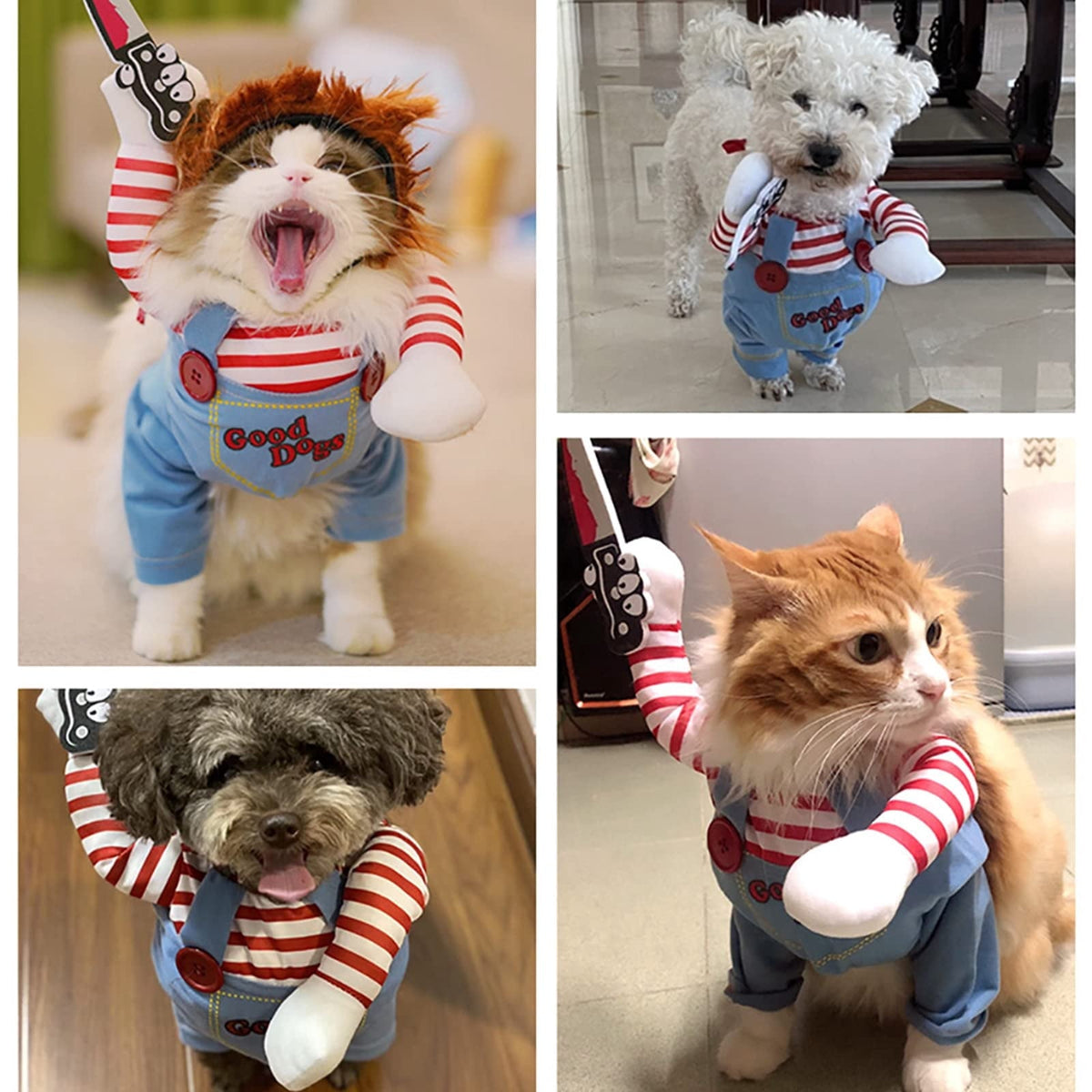 WILLED Halloween Deadly Dog Costume, Funny Pet Cosplay Christmas Outfit, Adjustable Party Dress Up Clothes for Small Med