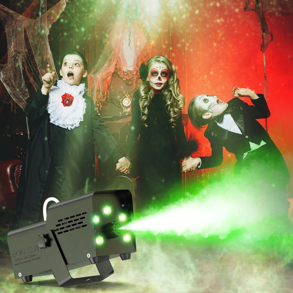 Wondnuga Halloween Fog Machine Smoke Machine 550W 3-in-one RGB Light Beads Smoke Machine Remote Control for Halloween Pa