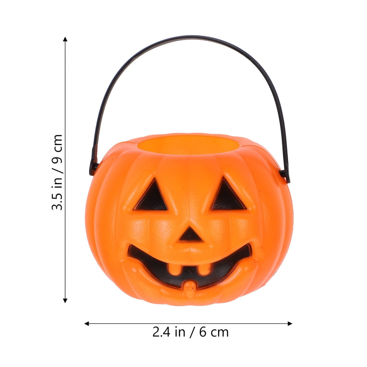 8-Pack Plastic Pumpkin Candy Buckets - Halloween Trick or Treat Pails for Kids, Orange Party Decorations, Durable Candy