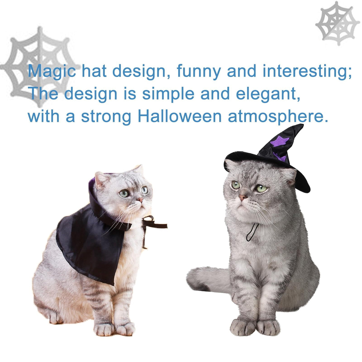 WILLED Halloween Pet Costumes, Cat Wizard Costume, Dog Witch Cloak & Hat, Purple Witch Cloak for Cats, Dogs, Kittens, Pu