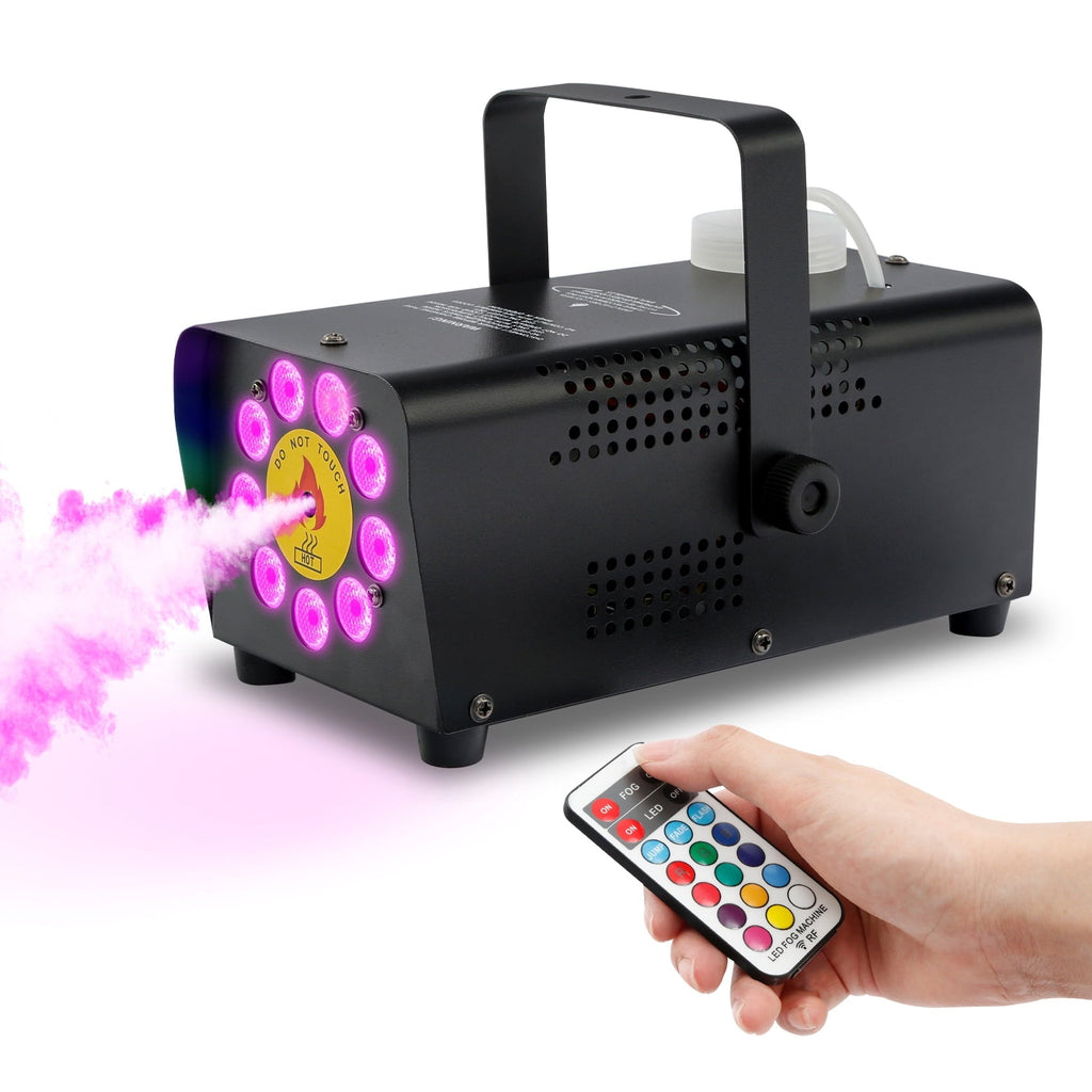 TCFUNDY 500W Fog Machine w/ LED RGB 9IN1 Fogger Smoke Maker with Wireless Remote Controller