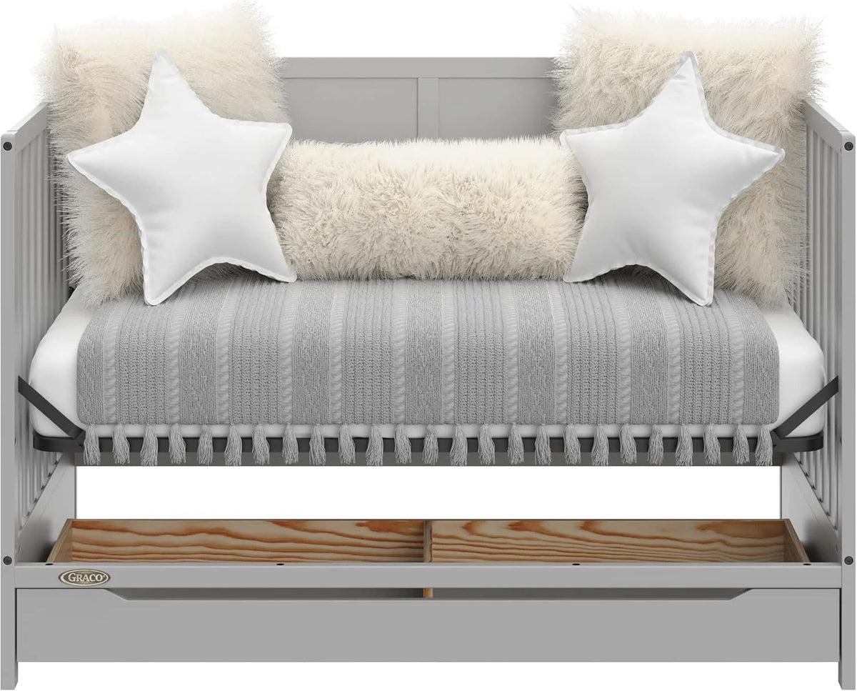5-in-1 Convertible Baby Crib With Storage Drawer - Black