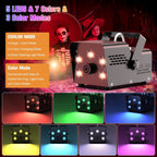 Wondnuga Halloween Fog Machine Smoke Machine 550W 3-in-one RGB Light Beads Smoke Machine Remote Control for Halloween Pa