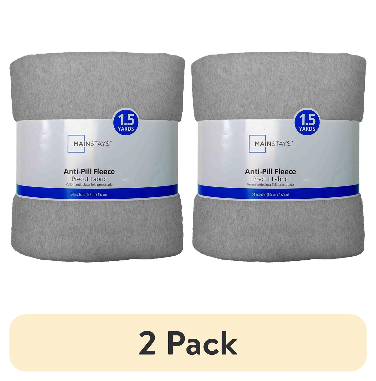 Mainstays 1.5 Yards 100% Polyester Lux Anti-pill Fleece Solids, 60" Wide for Crafts