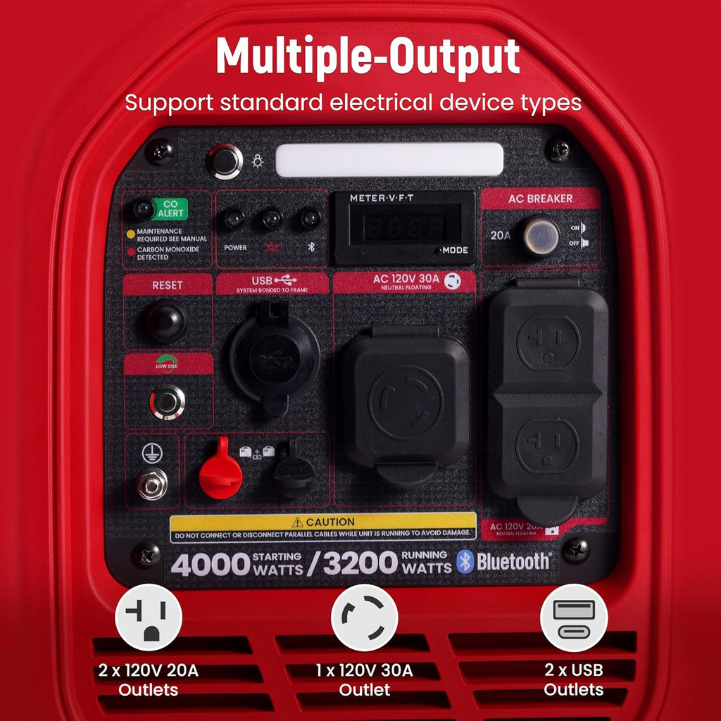 maXpeedingrods 4000 Peak Watt 3200 Running Watt Portable Gas Inverter Generator With Bluetooth App, RV Ready, CO Alarm -