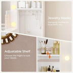 Hasuit Vanity Desk With Lighted Mirror, 48.8 in, White, 6 Drawers, 4 Shelves, 1 Storage Cabinet