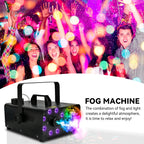 Yexmas 600W Fog Machine with Disco Ball & 8 RGB LED Lights – 2000CFM and Remote Control for Parties, Weddings, Halloween